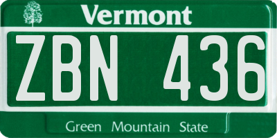 VT license plate ZBN436