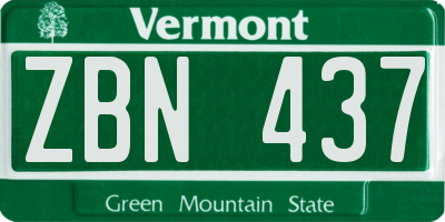 VT license plate ZBN437