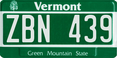 VT license plate ZBN439