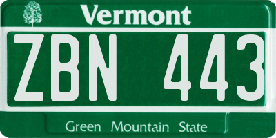 VT license plate ZBN443