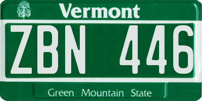VT license plate ZBN446