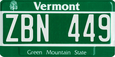 VT license plate ZBN449