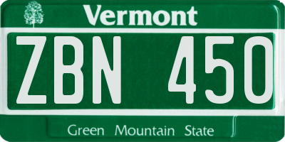 VT license plate ZBN450