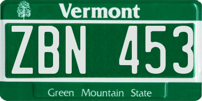 VT license plate ZBN453