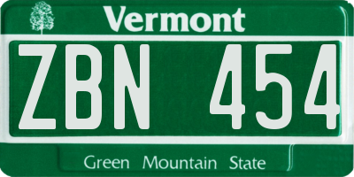 VT license plate ZBN454