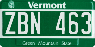VT license plate ZBN463