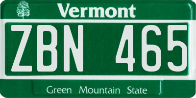 VT license plate ZBN465