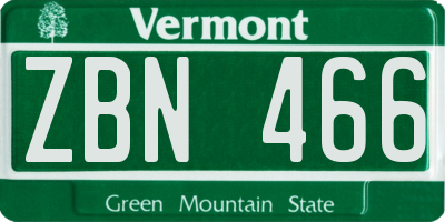 VT license plate ZBN466