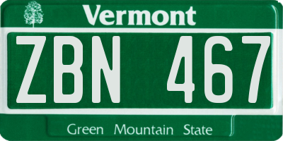 VT license plate ZBN467