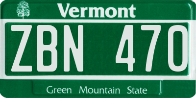 VT license plate ZBN470