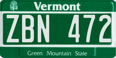 VT license plate ZBN472