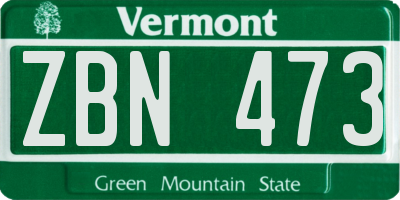 VT license plate ZBN473