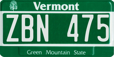 VT license plate ZBN475