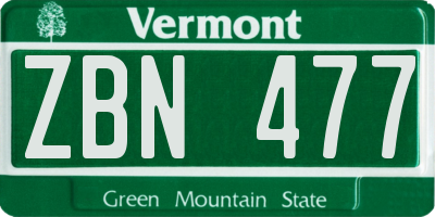VT license plate ZBN477
