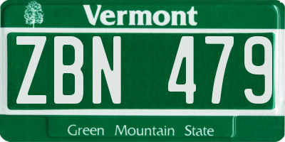 VT license plate ZBN479