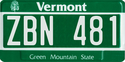 VT license plate ZBN481