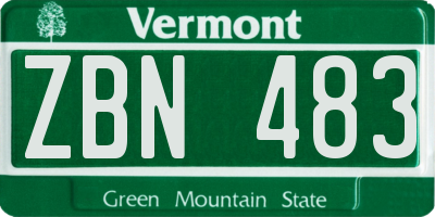 VT license plate ZBN483