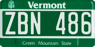 VT license plate ZBN486