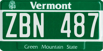 VT license plate ZBN487