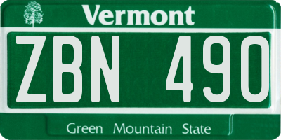 VT license plate ZBN490
