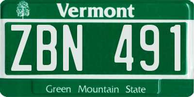 VT license plate ZBN491