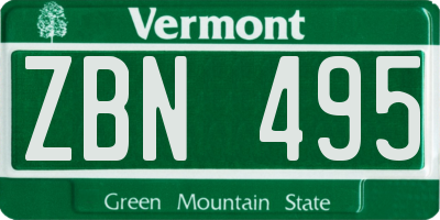 VT license plate ZBN495