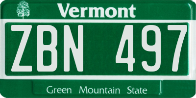 VT license plate ZBN497