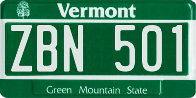 VT license plate ZBN501