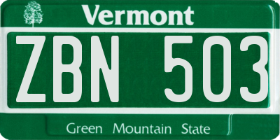 VT license plate ZBN503