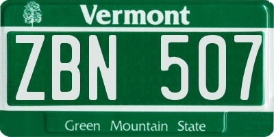 VT license plate ZBN507