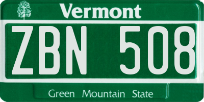 VT license plate ZBN508