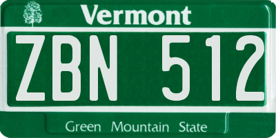VT license plate ZBN512