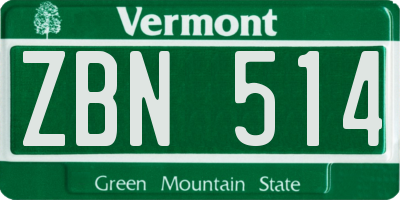 VT license plate ZBN514