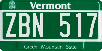 VT license plate ZBN517