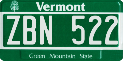 VT license plate ZBN522