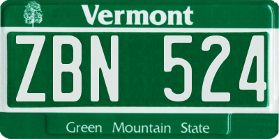 VT license plate ZBN524