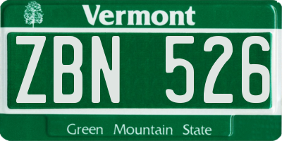 VT license plate ZBN526