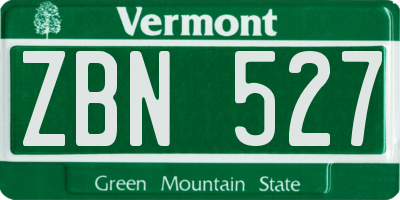 VT license plate ZBN527