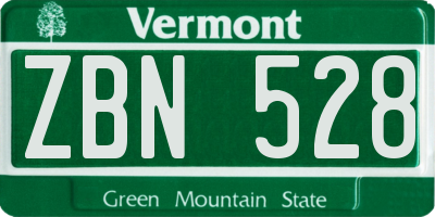 VT license plate ZBN528