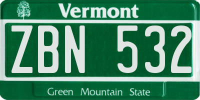VT license plate ZBN532