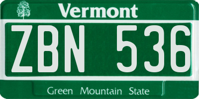 VT license plate ZBN536