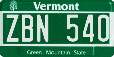 VT license plate ZBN540