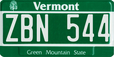 VT license plate ZBN544