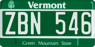 VT license plate ZBN546