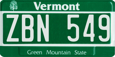 VT license plate ZBN549