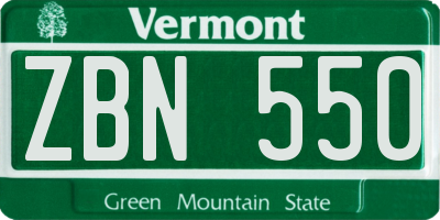 VT license plate ZBN550
