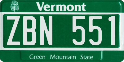 VT license plate ZBN551
