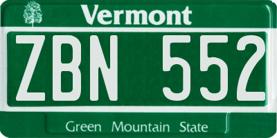 VT license plate ZBN552