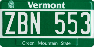 VT license plate ZBN553