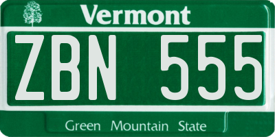 VT license plate ZBN555